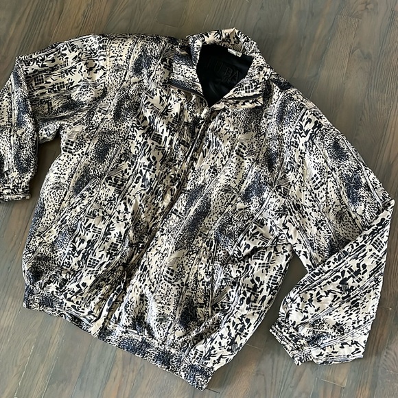 100% Silk Animal Print Zippered Jacket Shirt size large - Picture 2 of 9